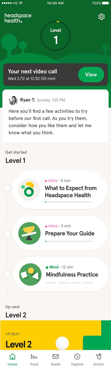 Headspace Health mobile product design